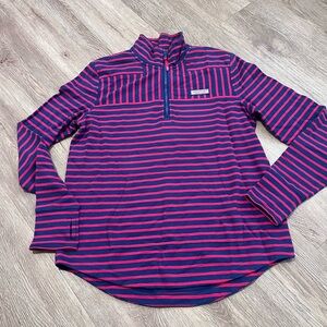 Vineyard Vines 1/4 Zip Pullover Sweatshirt Women's Striped Blue/Red XXS